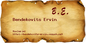 Bendekovits Ervin névjegykártya